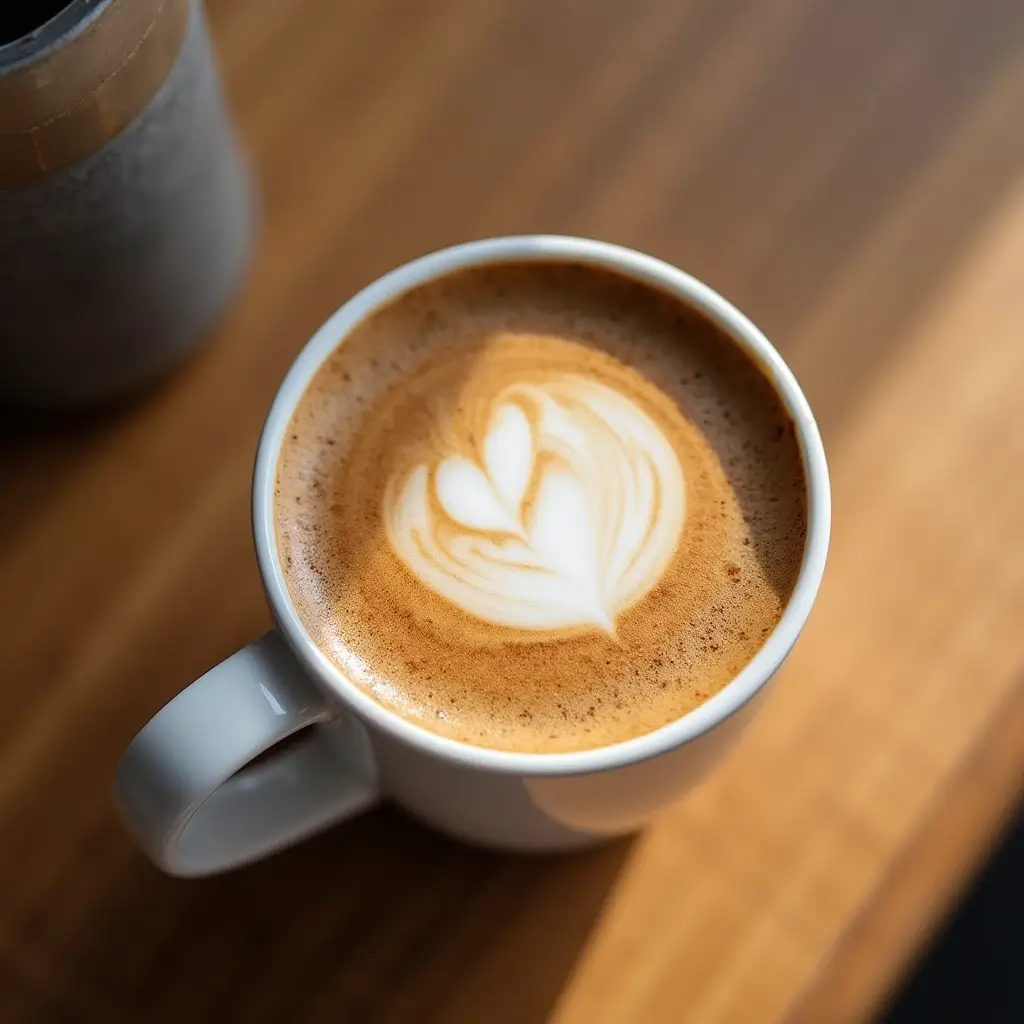 breve coffee with rich foam in a ceramic mug