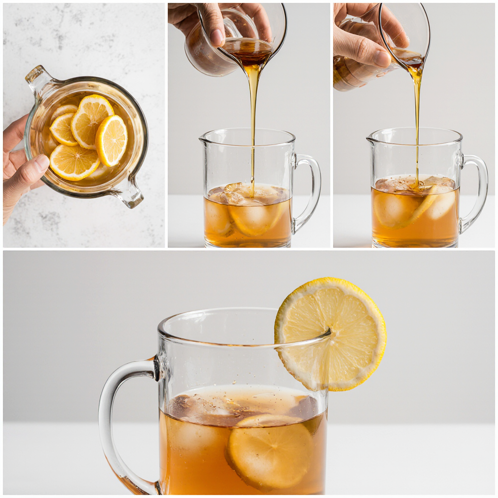 The Viral Honey Trick Recipe For Energy & Better Immunity 10 Warm water poured into a mug with ginger and lemon for honey trick drink.